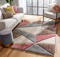 Modern Silver Geometric Hall Mat